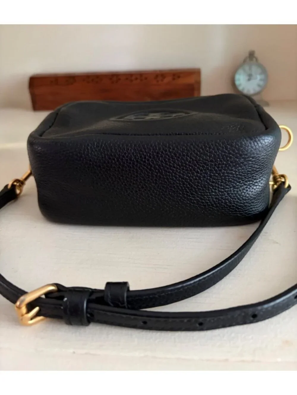 Tory Burch Perry Bombe Black Crossbody Camera Handbag